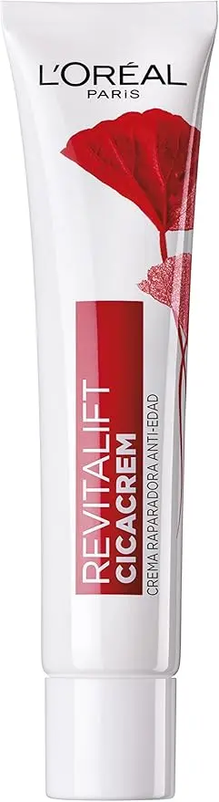 Crema Reparadora Antiedad L'Oréal Paris Revitalift Cicacrem (40 ml). Un tratamiento diario enriquecido con Centella Asiática para reparar la barrera de la piel y reducir las arrugas.