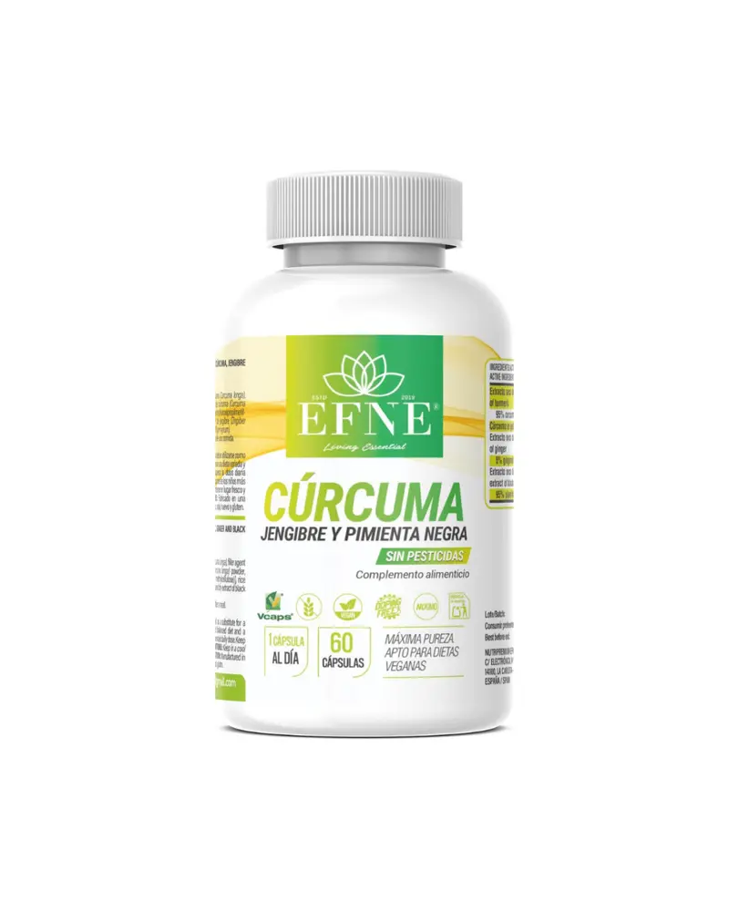 Cúrcuma + Jengibre + Pimienta Negra - 60 cápsulas - EFNE