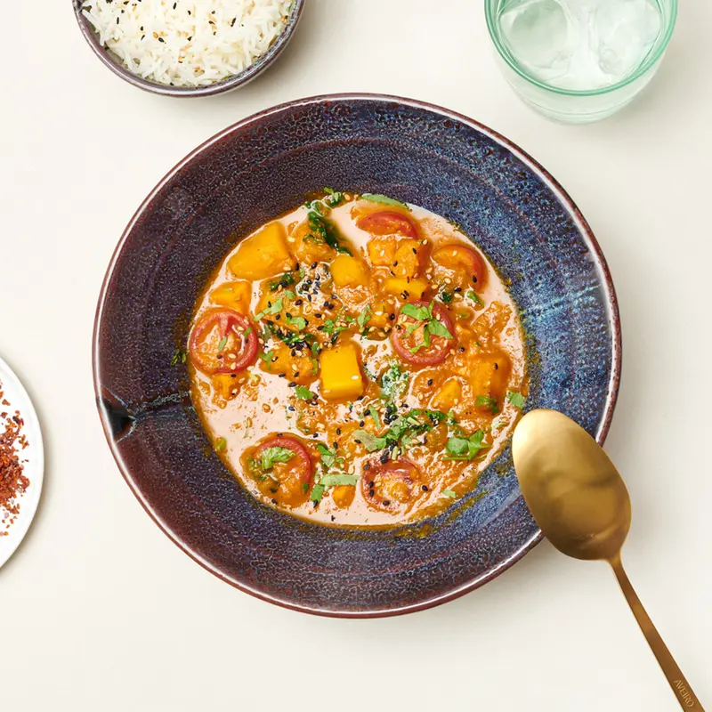 Curry de boniato y espinacas