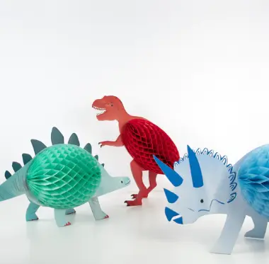 Decoraciones de dinosaurios de panal