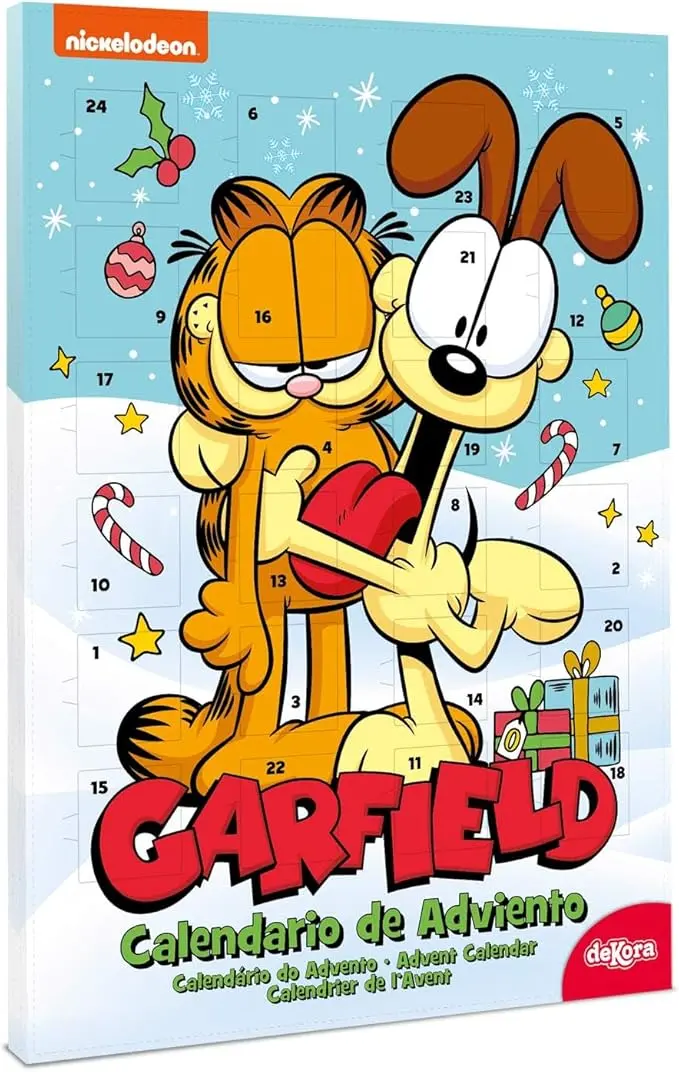 Dekora Calendario de Adviento de Garfield, 50g. Una cuenta atrás para la Navidad muy divertida y perezosa con 24 chocolatinas de cremoso chocolate con leche.