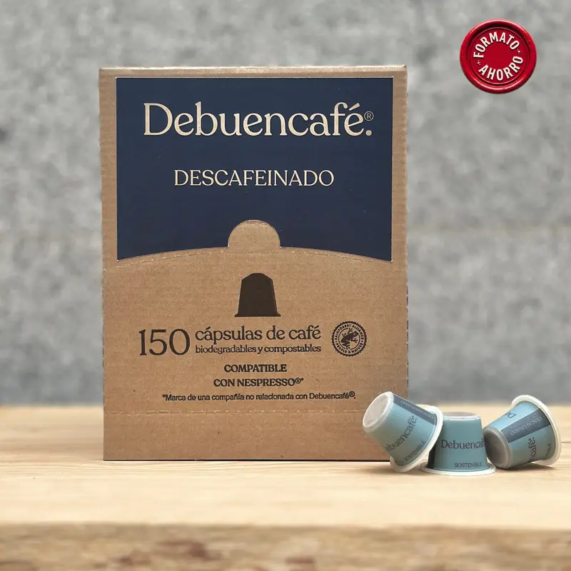 DESCAFEINADO - Dispensador 150 cápsulas compostables de café sostenible.