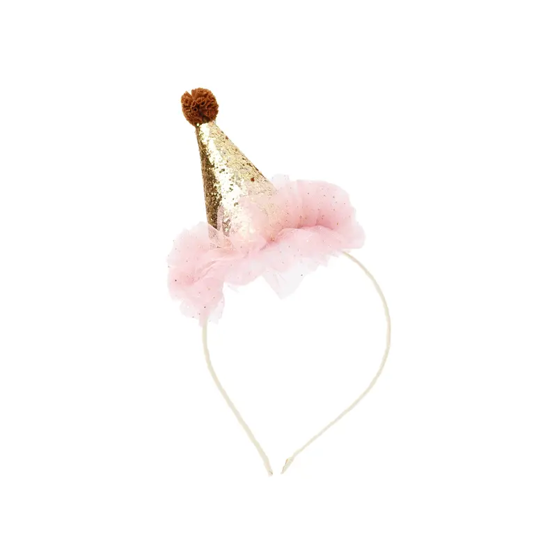Diadema sombrerito con pom pom rojo