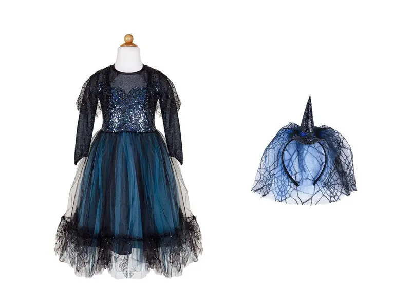 Disfraz bruja Luna azul con lentejuelas