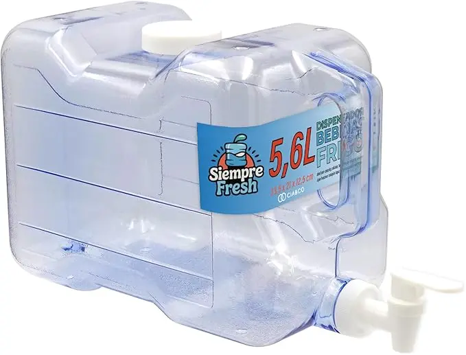 Dispensador de Agua Fría para Nevera de 3 Litros by Cia&Co. Garrafa compacta y reutilizable con grifo de doble función, asa ergonómica y tapón superior de llenado fácil.