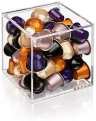 Dispensador de Cápsulas Nespresso VIEW Cube. Un elegante contenedor de metacrilato transparente para almacenar y exhibir tus cápsulas de café del sistema Original.