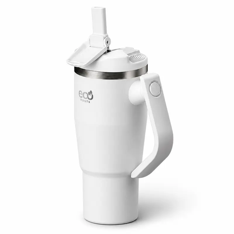 ECOROOTS Rocket I Botella Térmica 940 ml I Asa Giratoria 180º (Blanco Snow)