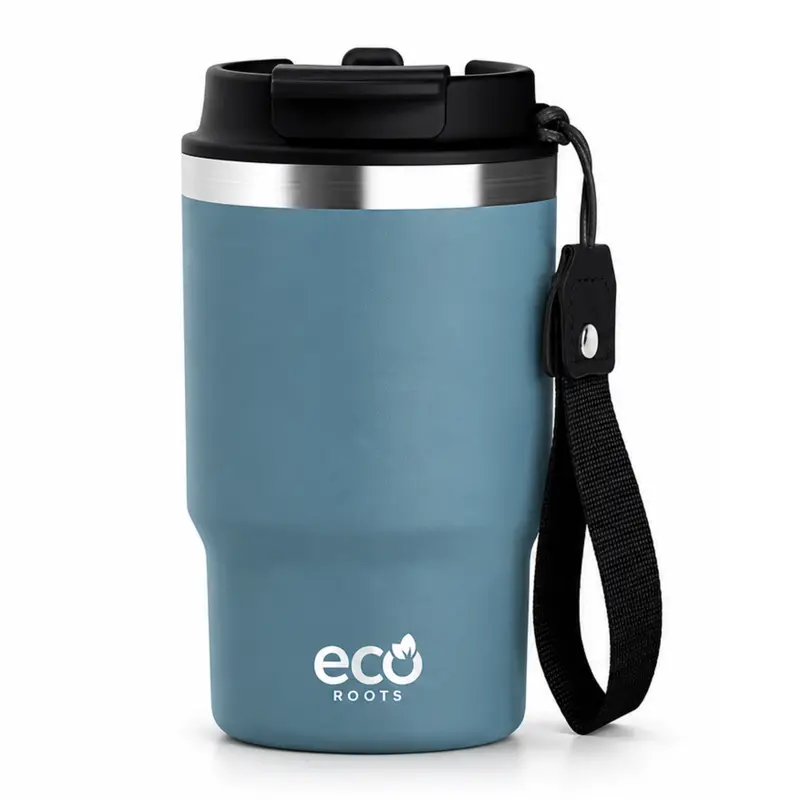 ECOROOTS Thunder I Termo y vaso térmico 470 ml (Azul Midnight)