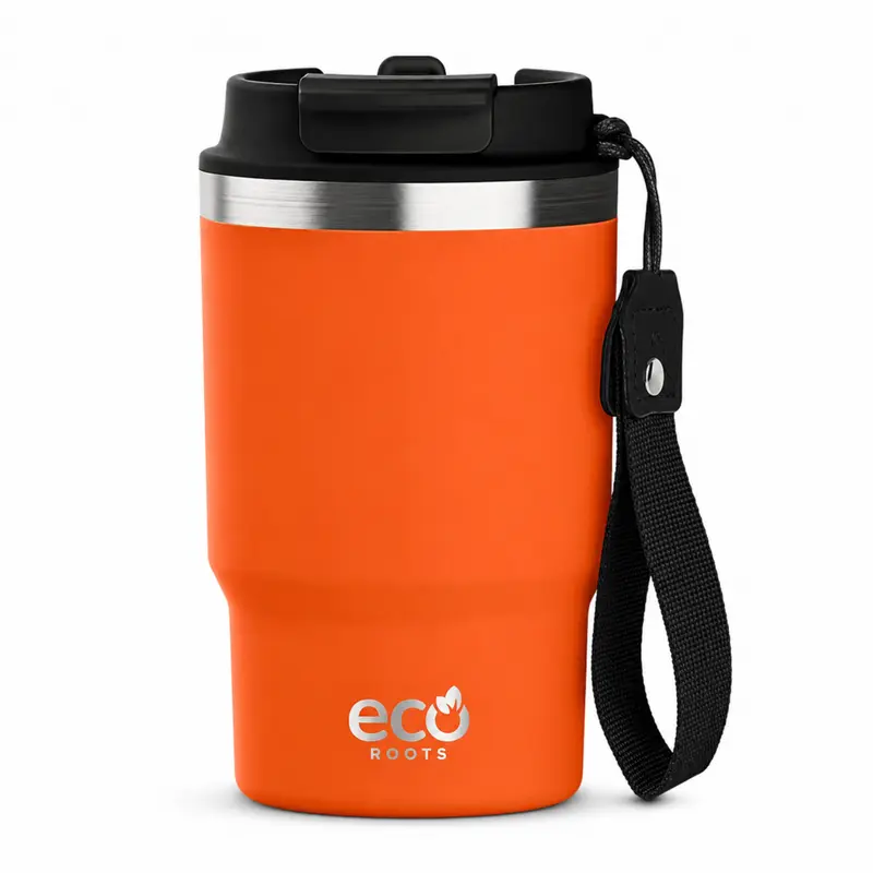 ECOROOTS Thunder I Termo y vaso térmico 470 ml (Naranja Mars)