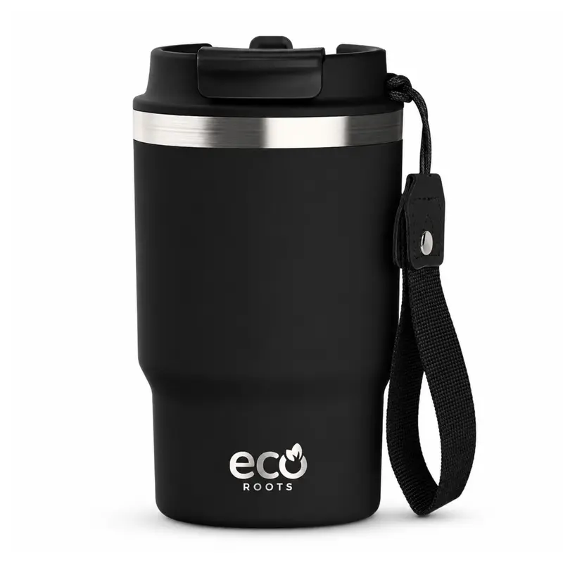 ECOROOTS Thunder I Termo y vaso térmico 470 ml (Negro Antracita)