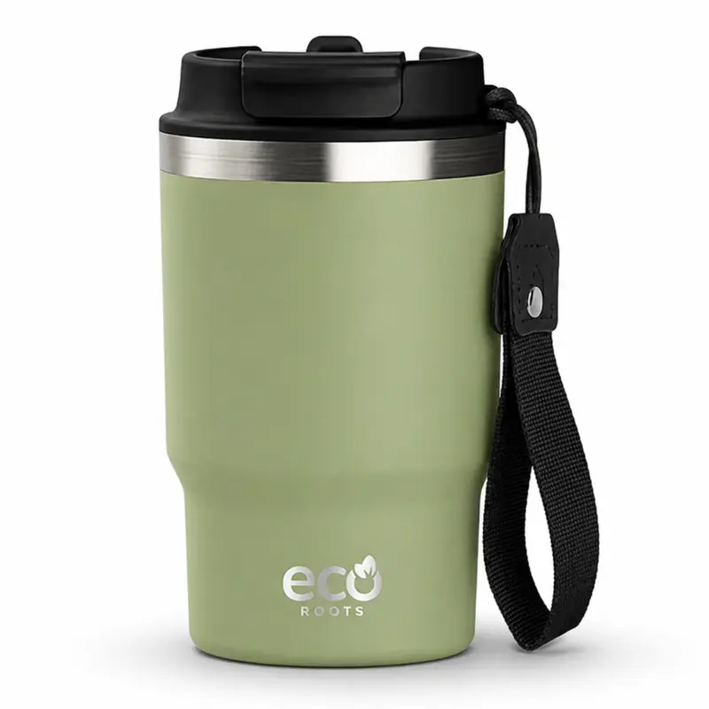 ECOROOTS Thunder I Termo y vaso térmico 470 ml (Verde Army)