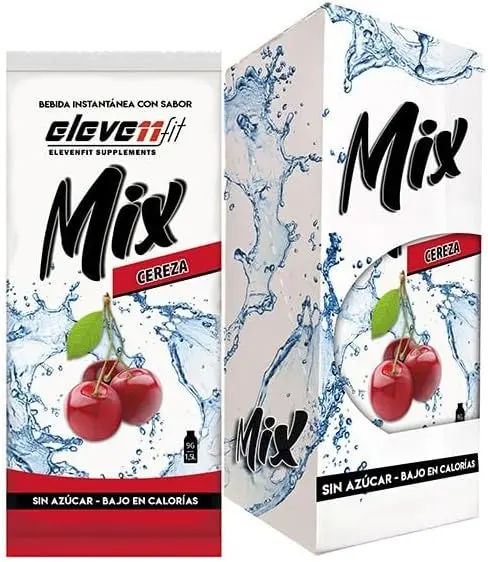 Eleven Fit Mix Bebida Instantánea Sabor Cereza, Caja de 12 Sobres. Disfruta de un refresco intenso y saludable, sin azúcar y con muy pocas calorías. Ideal para probar su delicioso sabor.
