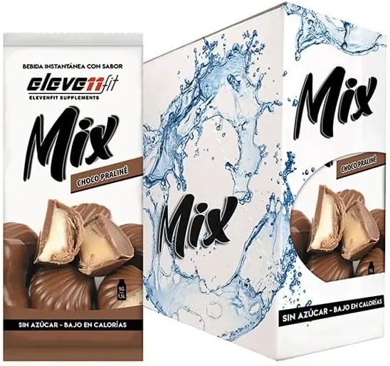 Eleven Fit Mix Bebida Instantánea Sabor Chocolate Praliné, Caja de 24 Sobres. El toque gourmet para tus bebidas y postres, sin azúcar y con el delicioso sabor del chocolate y la avellana.