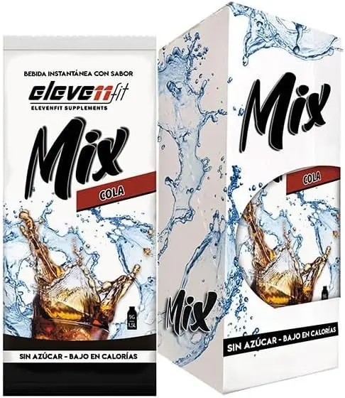 Eleven Fit Mix Bebida Instantánea Sabor Cola, Caja de 12 Sobres. Disfruta del sabor clásico de tu refresco favorito sin azúcar, sin calorías y sin aspartamo. La alternativa saludable perfecta.