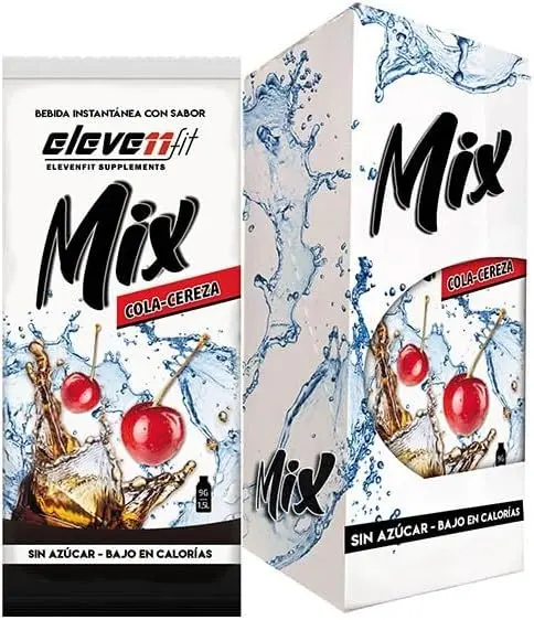 Eleven Fit Mix Bebida Instantánea Sabor Cola-Cereza, Caja de 12 Sobres. Descubre la mezcla de sabores más popular en una bebida sin azúcar, perfecta para probar y llevar a cualquier parte.