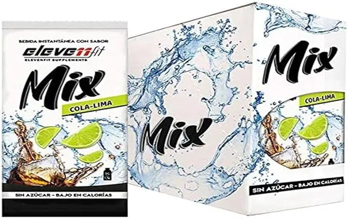Eleven Fit Mix Bebida Instantánea Sabor Cola y Lima, Caja de 24 Sobres. El refresco definitivo con un toque cítrico, sin azúcar, bajo en calorías y perfecto para tus combinados.