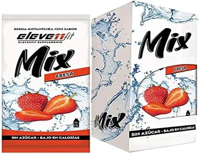 Eleven Fit Mix Bebida Instantánea Sabor Fresa, Caja de 12 Sobres. El sabor clásico que enamora a todos, ahora en una versión sin azúcar, baja en calorías y perfecta para bebidas y postres.