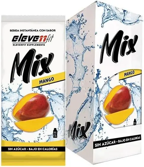 Eleven Fit Mix Bebida Instantánea Sabor Mango, Caja de 12 Sobres. Descubre el sabor más exótico y refrescante en un formato práctico, sin azúcar y con muy pocas calorías. ¡Pruébalo y te encantará!