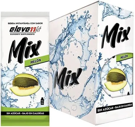 Eleven Fit Mix Bebida Instantánea Sabor Melón, Caja de 24 Sobres. El refresco de verano definitivo, sin azúcar, bajo en calorías y con un intenso y jugoso sabor a melón recién cortado.