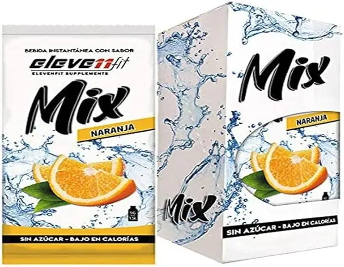 Eleven Fit Mix Bebida Instantánea Sabor Naranja, Caja de 12 Sobres. Tu dosis diaria de sabor cítrico para llevar. Una bebida refrescante y saludable sin azúcar, perfecta para tu botella de agua.