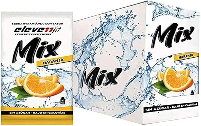 Eleven Fit Mix Bebida Instantánea Sabor Naranja, Caja de 24 Sobres. Disfruta del sabor más familiar y refrescante en una versión saludable, sin azúcar y baja en calorías. ¡Ideal para todos!