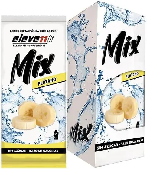 Eleven Fit Mix Bebida Instantánea Sabor Plátano, Caja de 12 Sobres. Prepara deliciosos batidos y postres con un cremoso sabor a plátano, sin azúcar y con muy pocas calorías.