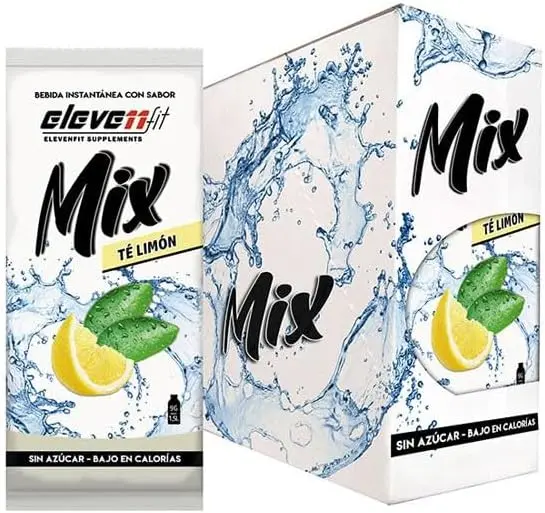 Eleven Fit Mix Bebida Instantánea Sabor Té con Limón, Caja de 24 Sobres. Disfruta del sabor más clásico y refrescante del té helado, pero sin azúcar, bajo en calorías y listo en segundos.