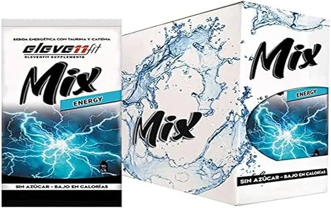Eleven Fit Mix Bebida Sabor Energy, Caja de 24 Sobres. La alternativa saludable a las bebidas energéticas, sin azúcar, baja en calorías y con cafeína para darte el impulso que necesitas.