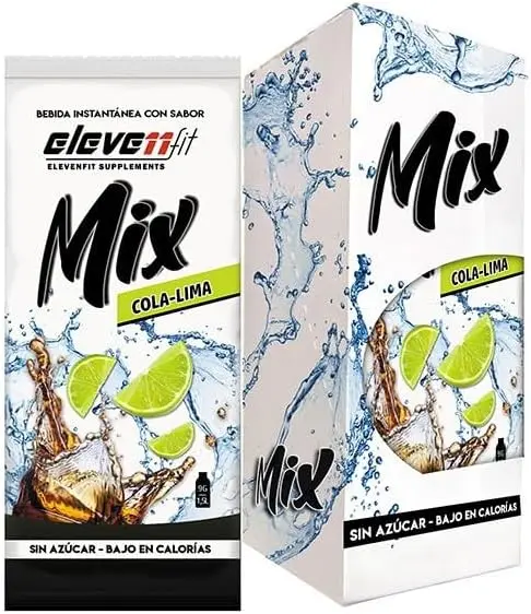 Eleven Fit Mix Sabor Cola-Lima, Caja de 12 Sobres. El mezclador perfecto para tus cócteles y combinados sin azúcar. Disfruta de todo el sabor y el frescor cítrico sin calorías extra.