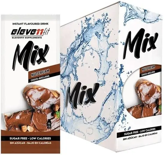 Eleven Fit Mix Sabor Nutcream, Caja de 24 Sobres. El capricho definitivo para los amantes del chocolate. Disfruta del sabor a crema de cacao y avellanas sin azúcar y sin límites.