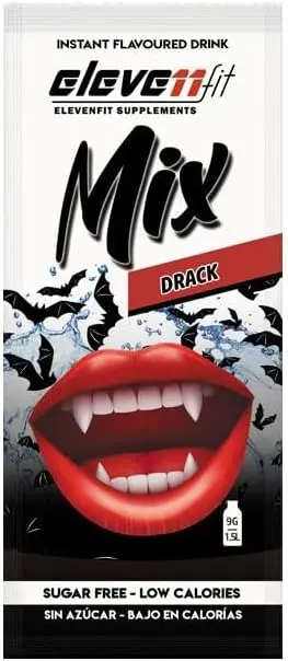 Eleven Fit Mix Saborizante Sabor Drack, Caja de 24 Sobres. Una bebida misteriosa y natural, sin azúcar, sin conservantes y con colorantes naturales para un refresco saludable y sorprendente.