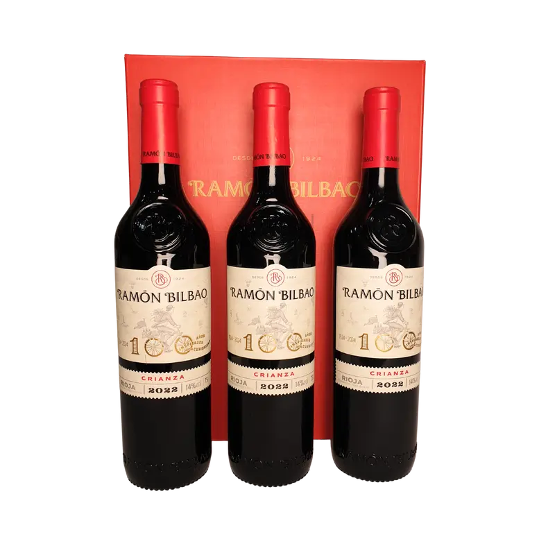 Estuche de 3 botellas de Vino Tinto Ramón Bilbao Crianza