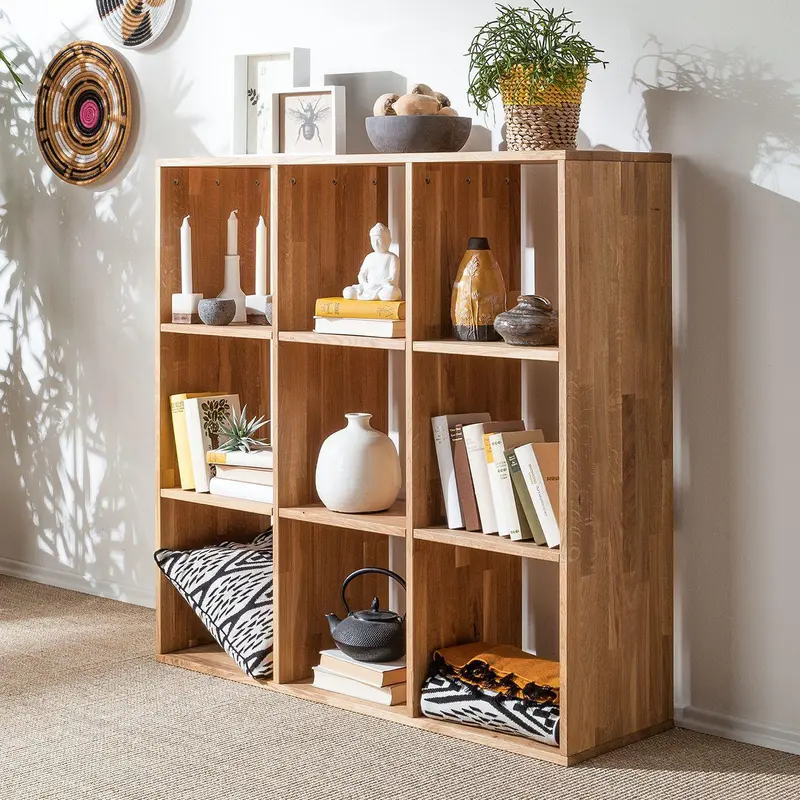 Etagère bibliothèque en bois massif de chêne Régal 3x3 - NordicStory