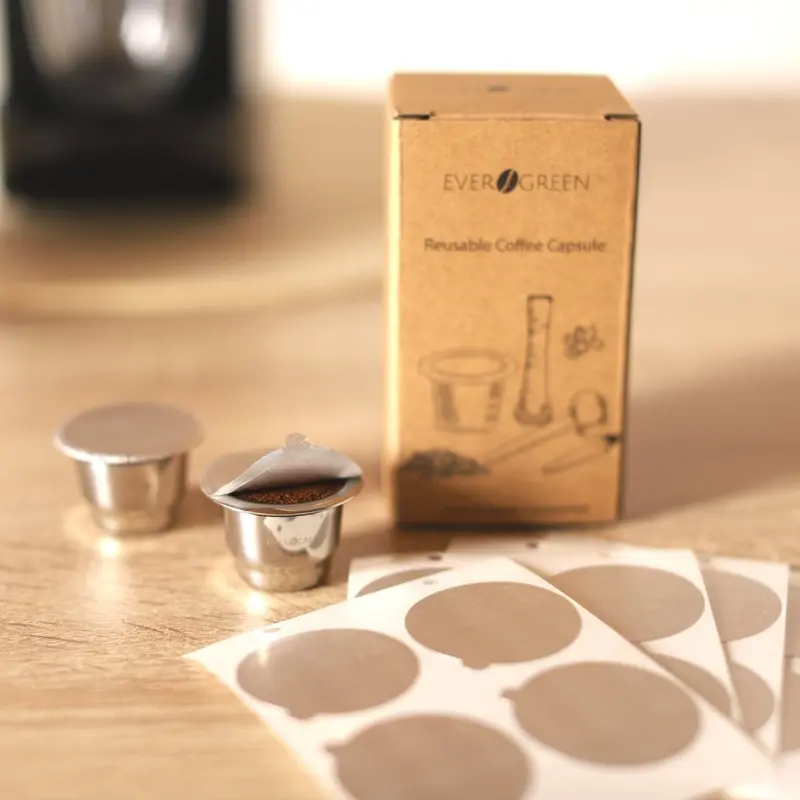 Evergreen® Reusable Capsule for Nespresso® with single-use lids