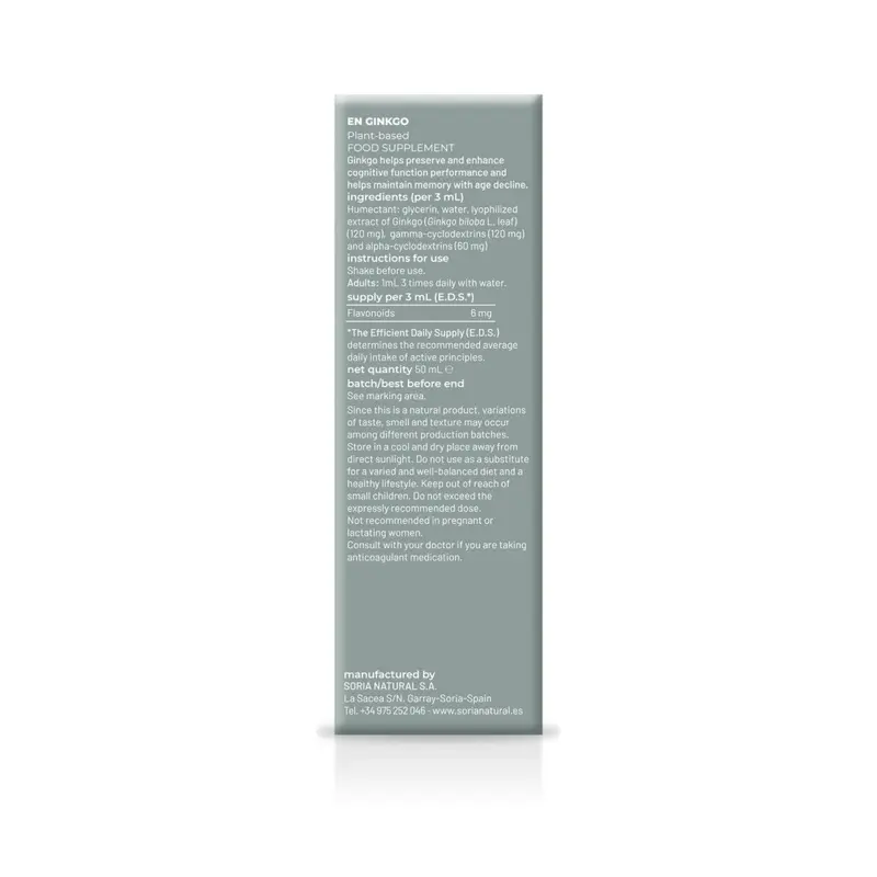 Extracto de Ginkgo biloba S.XXI - 50 ml - Soria Natural