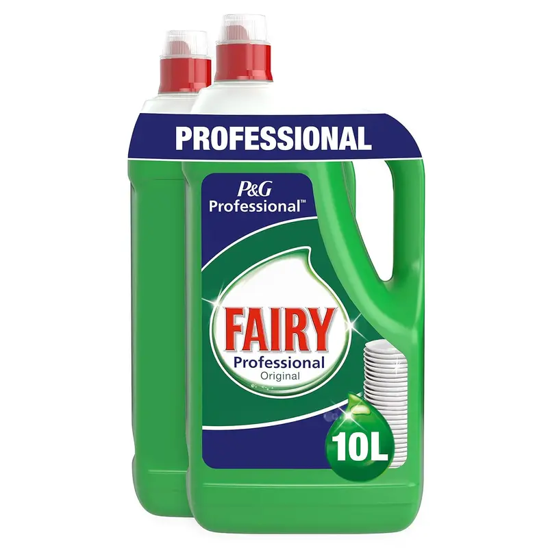 Fairy Professional Lavavajillas a Mano, formato 10 L (2x5 L). Detergente líquido concentrado con fórmula profesional para eliminar 5 veces más grasa y limpiar hasta 100.000 platos.