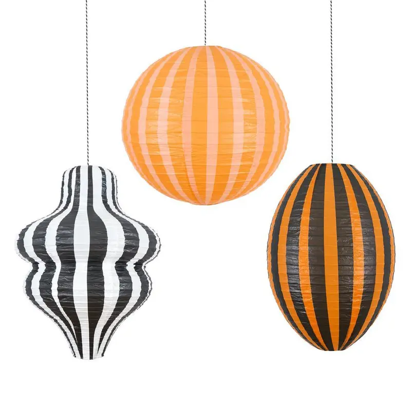 Farolillos Colgantes de Halloween a Rayas (x3)