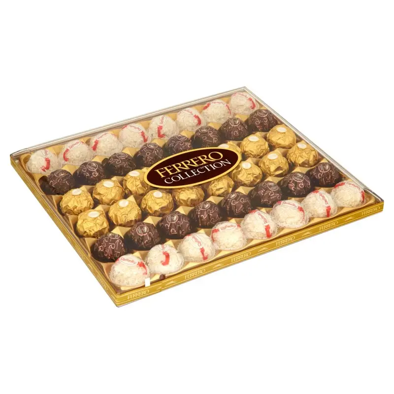 Ferrero Collection, Surtido de 48 Bombones Premium (518g). Descubre una selección irresistible con el clásico Ferrero Rocher, el exótico Raffaello y el intenso Rondnoir.