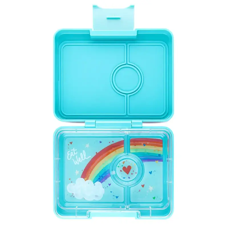 Fiambrera Yumbox Snack 3 secciones - Misty Aqua Rainbow