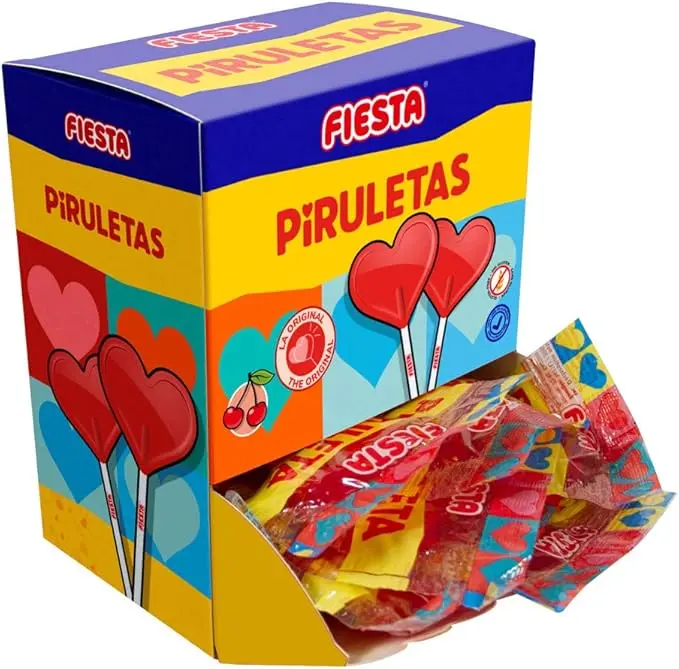 Fiesta Piruleta Corazón Sabor Cereza (Pack 20 Unidades)