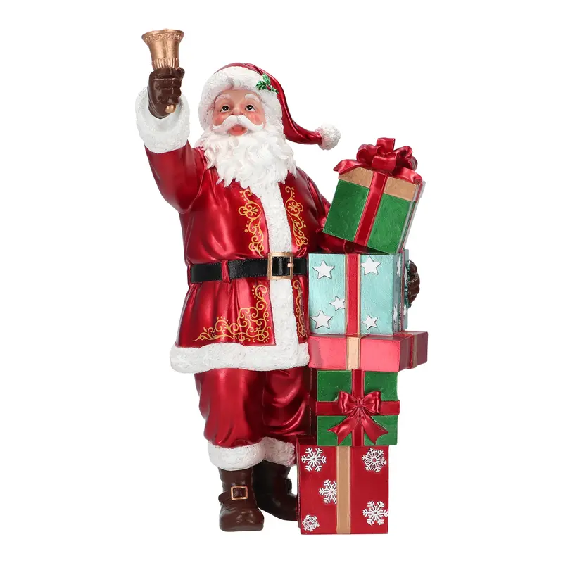 Figura de Papá Noel con columna de regalos