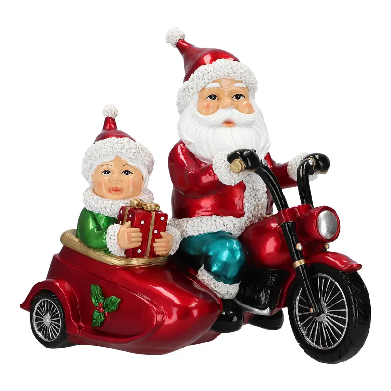 Figura de Papá Noel en sidecar