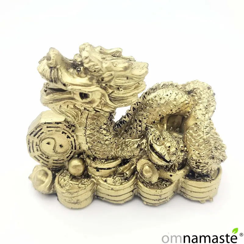 Figura Dragón con Sapo Dorados 10x8 cm