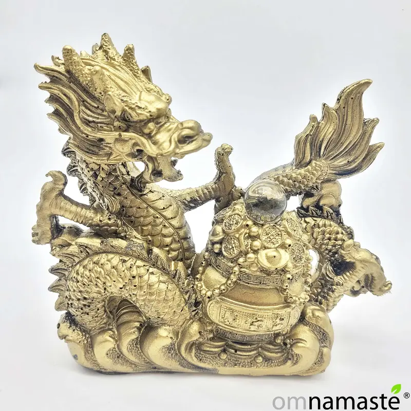 Figura Dragón y Bola de Cristal 14x13cm