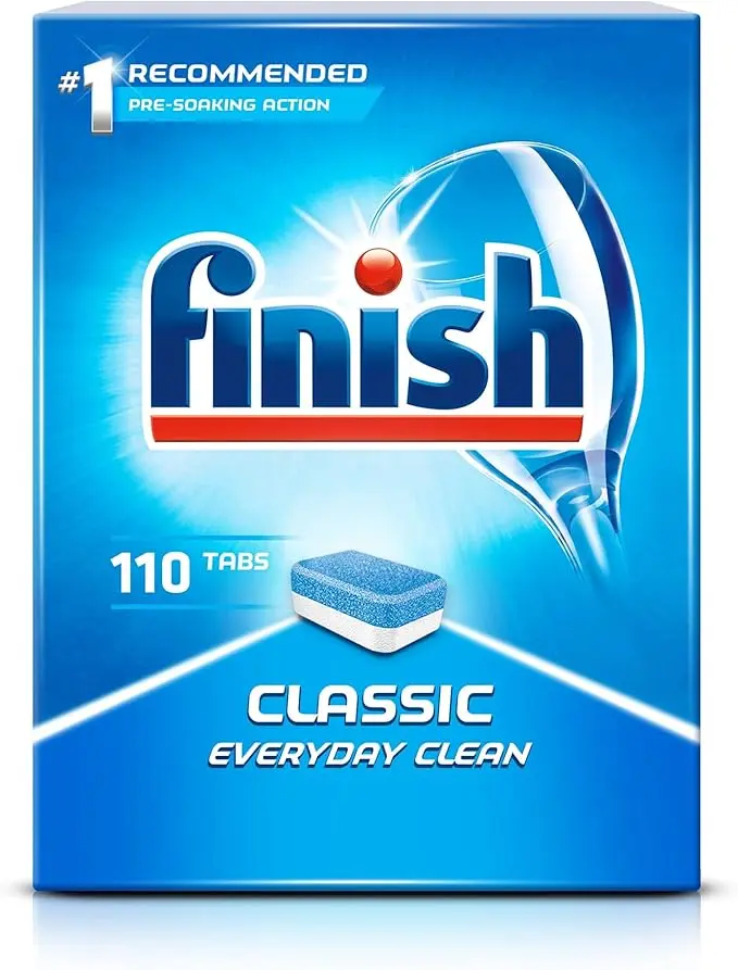 Finish Classic Pastillas para Lavavajillas, Megapack de 110 pastillas. Detergente para una limpieza potente diaria, con acción desengrasante y remojo previo gracias a su Powerball.