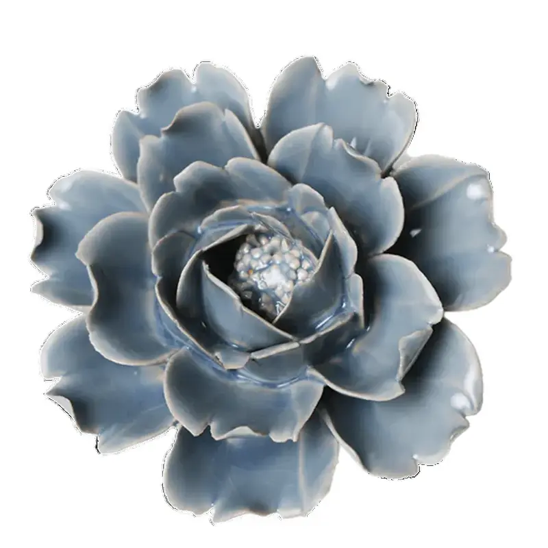 Flor de cerámica Jardín Inglés, Rosa Azul Pastel