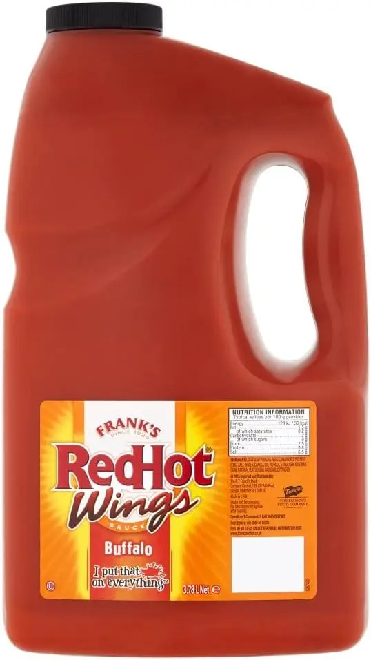 Frank’s RedHot Buffalo Wings Sauce 3,78 L · Sabor Intenso Estilo Americano · Gran Formato para Alitas, Marinadas y Cocina Gourmet