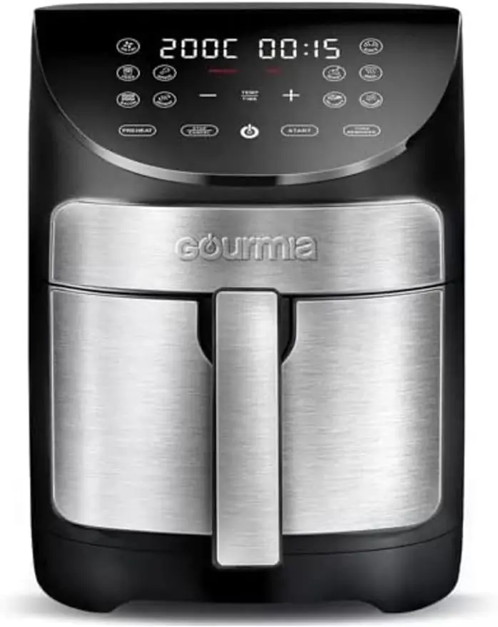 Freidora de Aire Digital Gourmia GAF798 de 6,6 Litros. Cocina de forma saludable con hasta un 80% menos de grasa gracias a su tecnología FryForce 360° y sus 10 funciones.