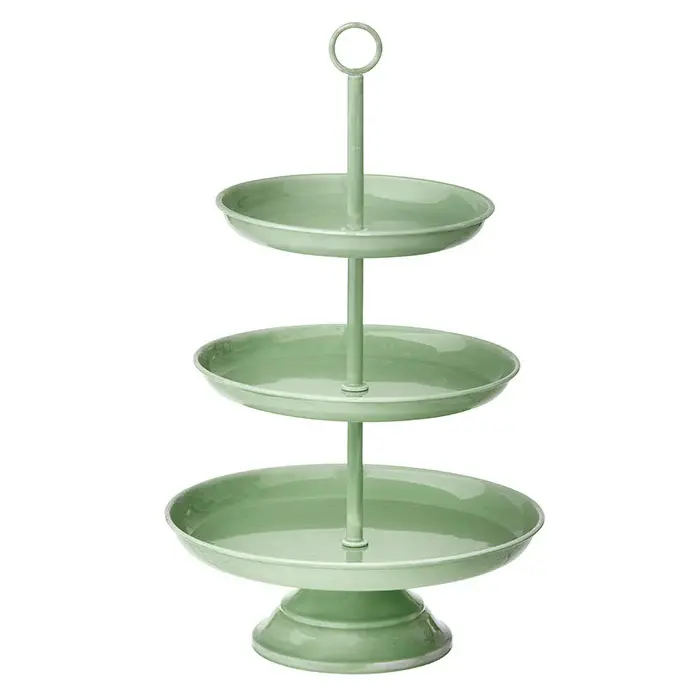 Frutero de tres niveles en color verde- 52 cm