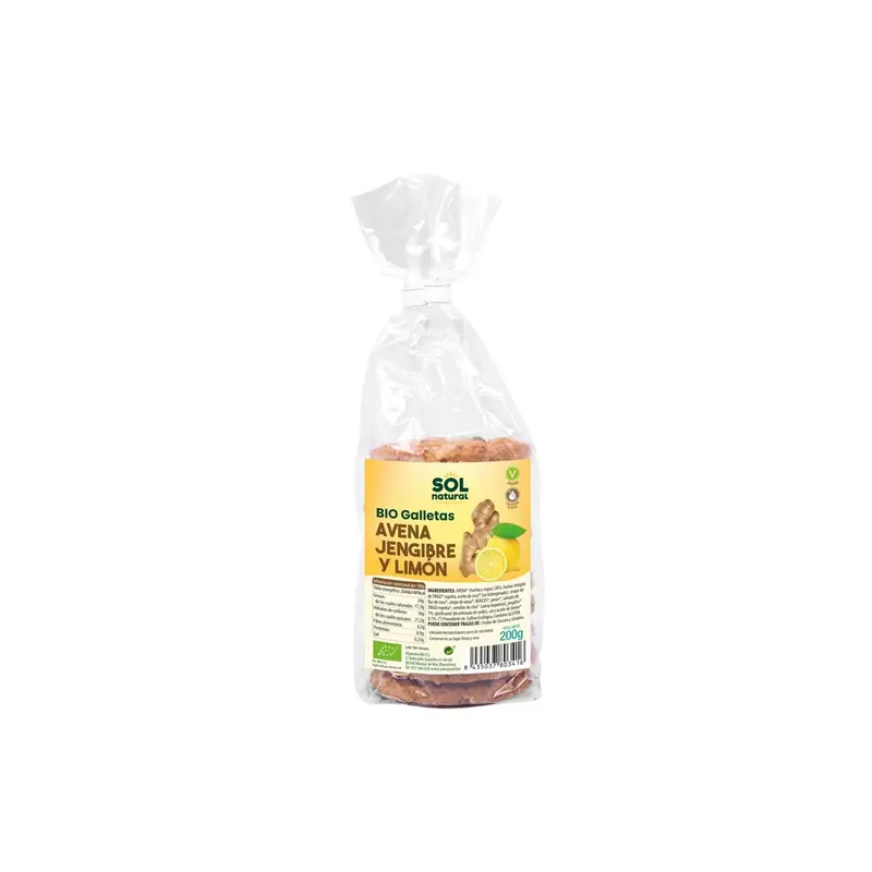 Galletas de avena jengibre canela-limon 175 g Sol Natural